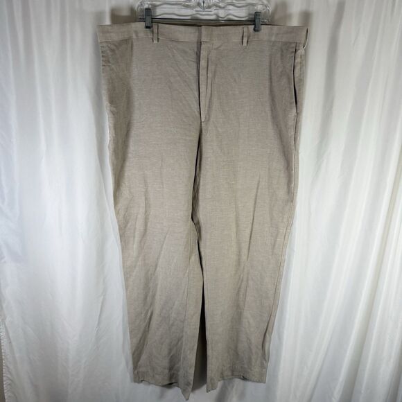 Cubavera Linen Blend Pants Men's 44x32 Beige Pockets Button Zip Lightweight - Picture 1 of 8